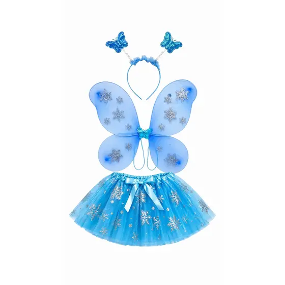Fantasia Infantil com Asas+Saia Tutu 30 cm  +Varinha+ tiara Fantasia