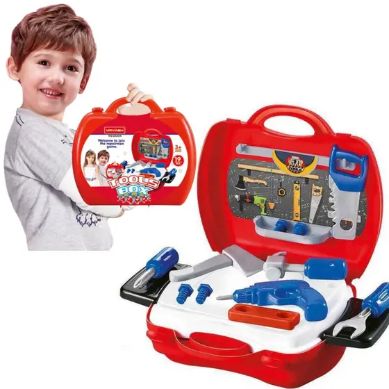 Brinquedo Profissão Maleta 19 Peças Faz De Conta Ferramentas Marcenaria Mecânico Tools Box 9721