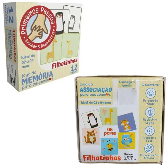 Jogo De Cartas Associação Interativos Mamãe e Filhinhos e Memória Primeiros Passos Ideal De 02 a 04 Anos Cooper Fun