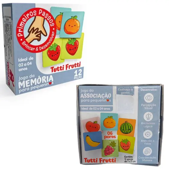 Jogo Cartas de Associação E Memória Interativo Tutti-Frutti Frutas Primeiros Passos Ideal para 02 a 04 Anos Cooper Fun