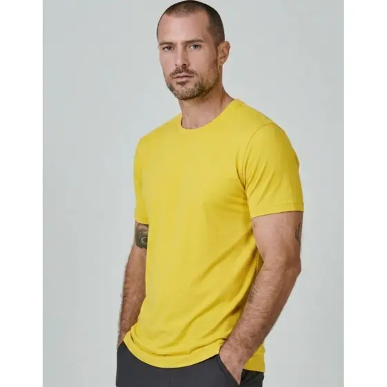 CAMISETA UNISSEX MODAL BÁSICA TECNOLÓGICA AMARELO-CANÁRIO BURG