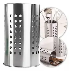 Porta Talheres Inox Organizador bancada Cozinha Grande vazado inox preto Porta utensílios