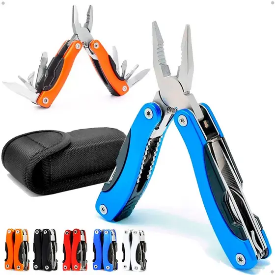 Alicate Canivete Multiuso Multifuncional Suiço Inox Militar de Bolso Dobrável