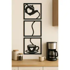 Kit 3 Quadros Café Decoração Moderna Sofisticada 20x20cm