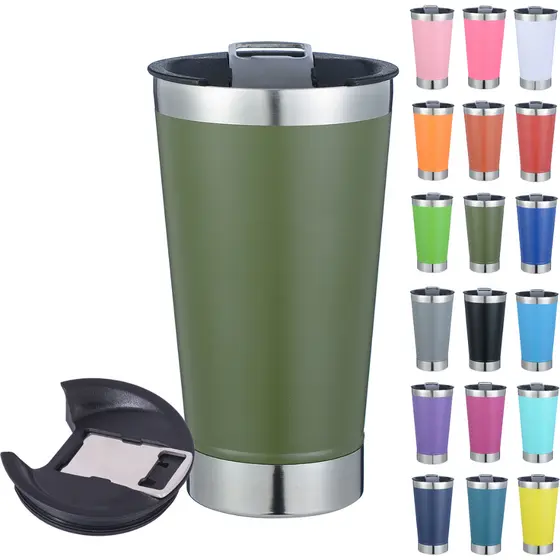 Copo Térmico De Bêbida Gelada/Quente Com Tampa e Abridor inox 473ml Cerveja