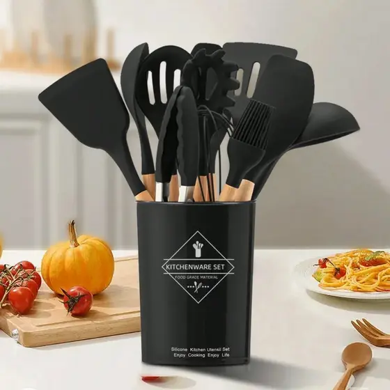 Kit 12 ou 5 Peças Utensílios De Cozinha Em Silicone De Varias Cores