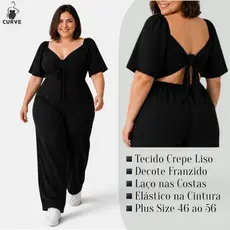 Macacão Longo Plus Size Feminino Macacao Pantalona Macacão Costa Nua Macacão Feminino Elegante Macacão Feminino com Bojo