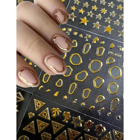 Adesivos para unhas Dourados/Pratas  3D- Nail art designer - unhas decoradas