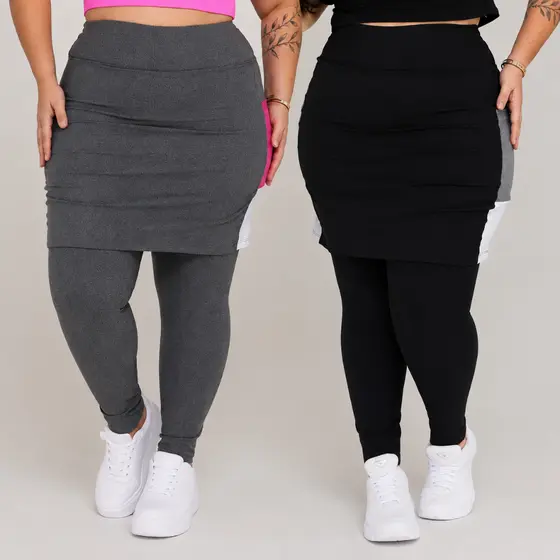 Kit 2 calça saia plus size academia leg saia moda evangelica treino legging