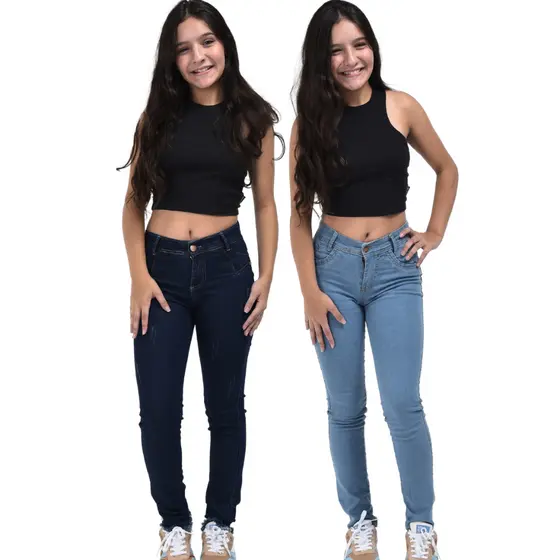 Kit 2 Calça jeans feminina slim infantil juvenil meninas 10 ao 16