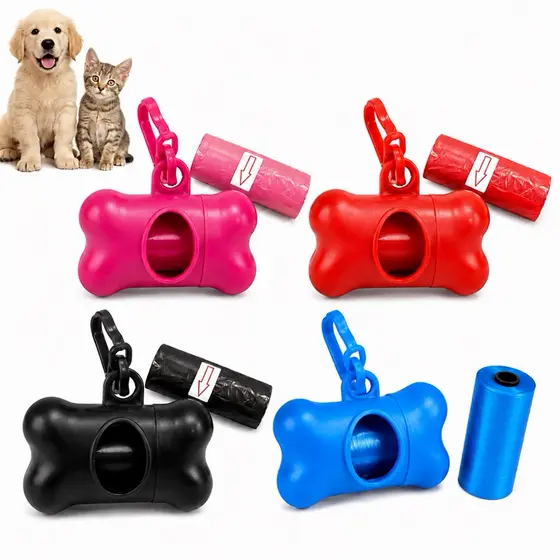 Conj Cata Caca 2 Refis Sacos Porta Saquinho Pet Cães Gatos Cachorro Recolher Coco Saco Para Fezes
