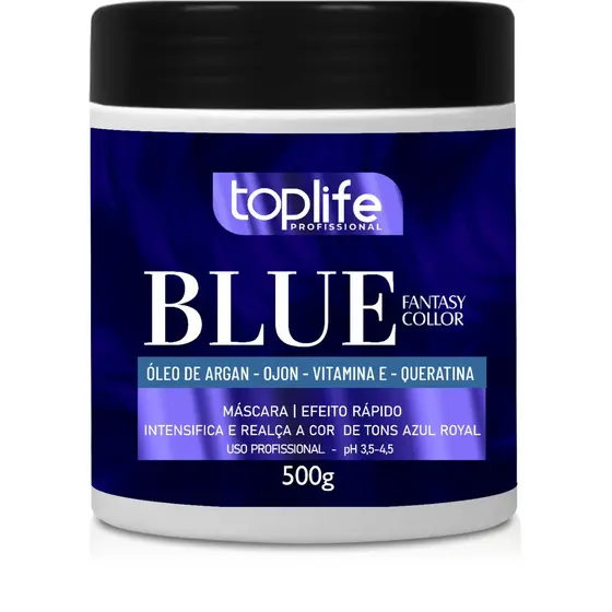Mascara Matizadora capilar tonalizante Ativador Tons Azul 500g Toplife