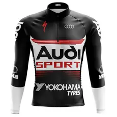 Camiseta Ciclismo Masculina Dryfit Proteção UV Bike MTB Speed Audi Preta