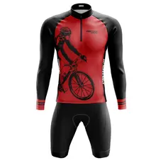 Conjunto Masculino Ciclismo Mountain bike ProTour Vermelho Forro em espuma