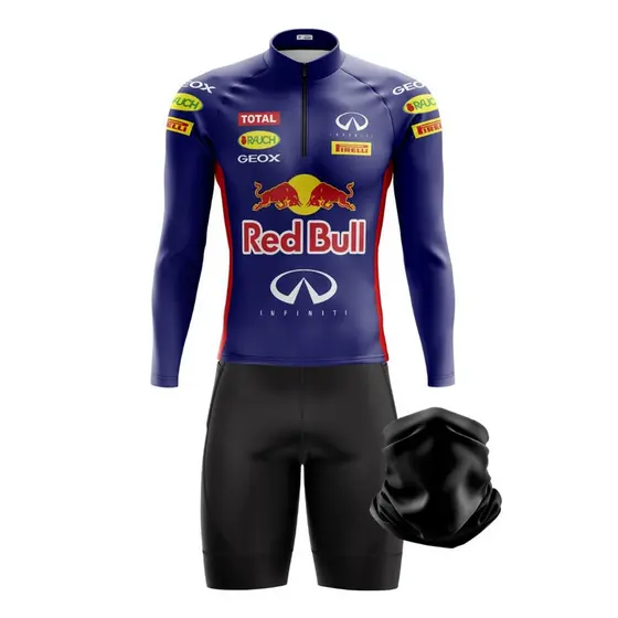 Conjunto Ciclismo Kit Masculino Camisa Bermuda e Bandana RB Royal Com Protecao Uv50+