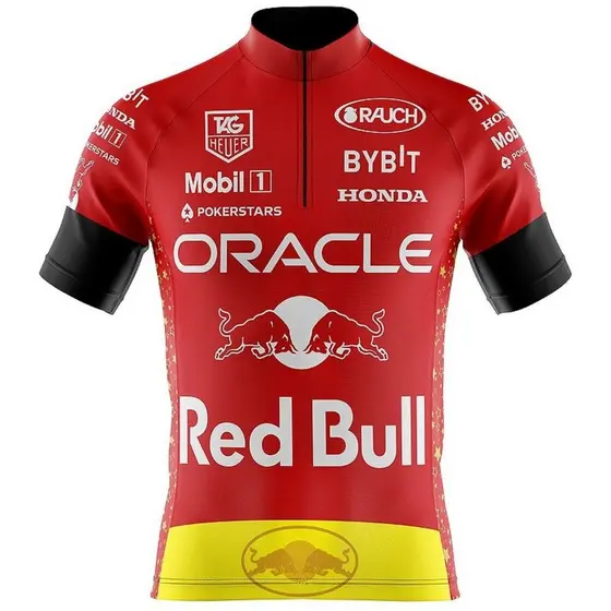 Camiseta Ciclismo Masculina Dryfit Proteção UV Bike MTB Speed Red Bull Vermelha