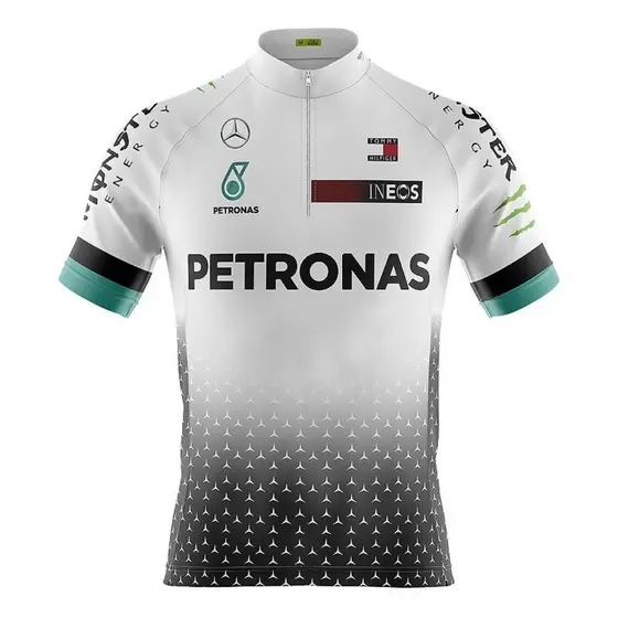 Camiseta Ciclismo Masculina Dryfit Proteção UV Bike MTB Speed Petronas Branca