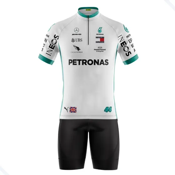 CONJUNTO CICLISMO MASCULINO BERMUDA E CAMISA PETRONAS COM BOLSOS UV 50+