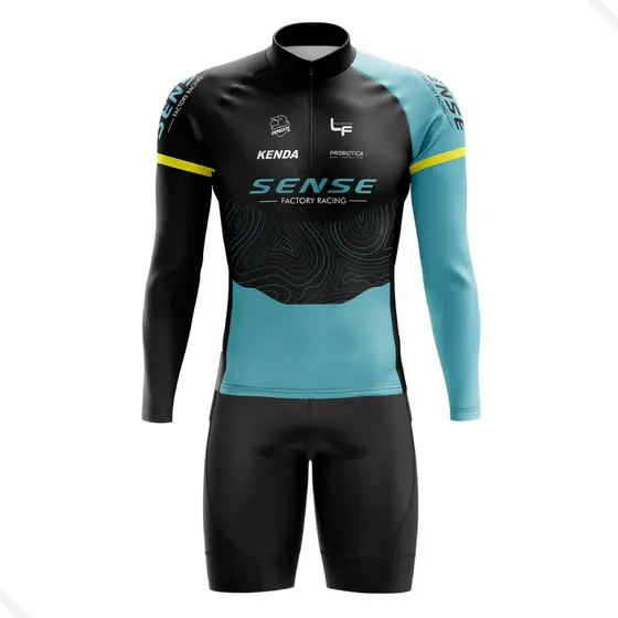 CONJUNTO CICLISMO MASCULINO BERMUDA E CAMISA MANGA LONGA SENSE UV 50+