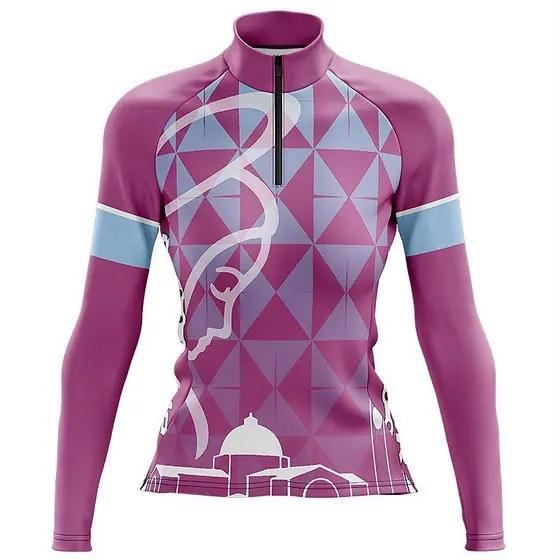 CAMISA CICLISMO FEMININA NOSSA SENHORA ROSA COM BOLSOS UV50+