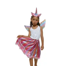 Fantasia Infantil Unicórnio Luxo Conjunto + Tiara + Asas Fantasia Unicórnio Infantil