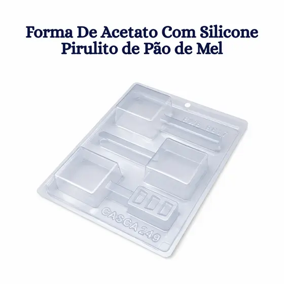 Forma De Acetato Com Silicone Pirulito Pão De Mel Quadrado Médio (9817) - BWB Doces Confeitaria