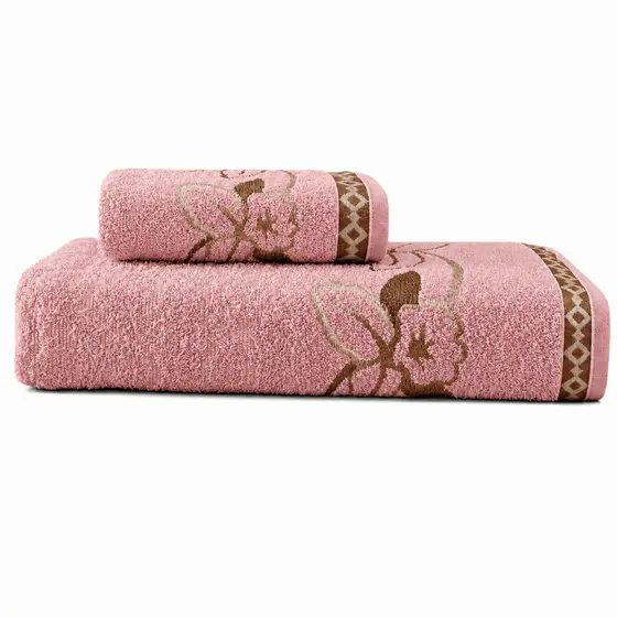 Kit 2 Toalhas 100% Algodão 1 de Banho e 1 de Rosto Alta Absorção - Hortencia 450 gm/²