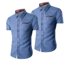 Kit 2 Camisas Manga Curta Bolso Falso Camisa Masculina Premium