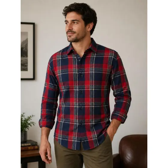 Camisa Camisete Xadrez Flanela Flanelado Slim Camisa para festa Junina, camisa para o Frio