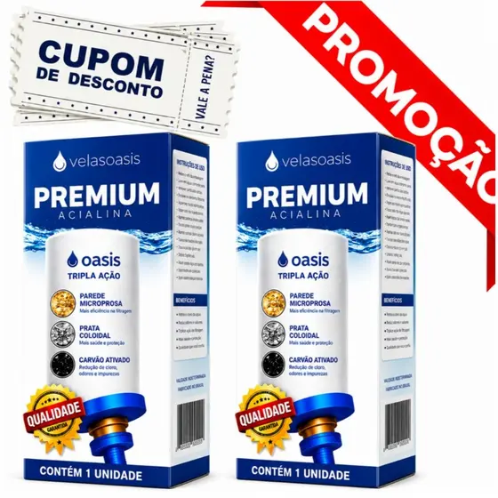Kit 2 Vela Tripla Ação Alcalina, Carvão Ativado e Prata Coloidal Compatível em Todos Filtro De Barro