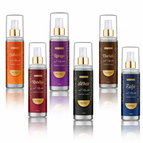 Kit 6 Body Splash Árabe Luxo – Alta Fixação 200ml Face Beautiful