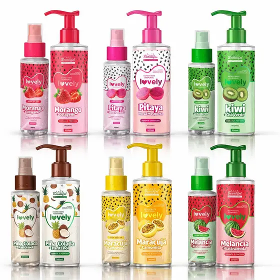 Kit Perfuma Hidratante e Body Splash  Da Fruta Lovely Face Beautiful