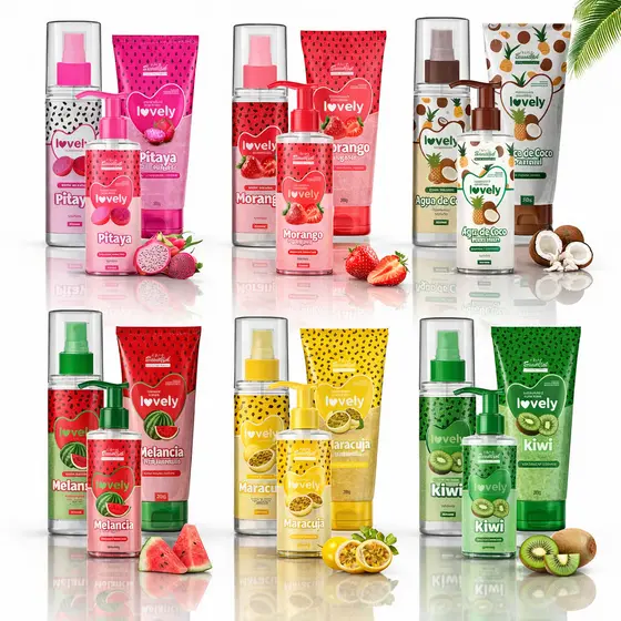 Kit Banho Relaxante e Revigorante – Hidratante + Body Splash + Esfoliante Lovely Face Beautiful