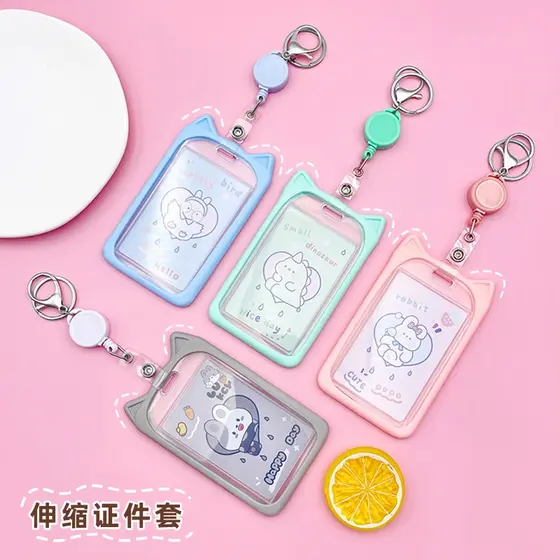 Porta-Cartões Com Desenho De Orelha De Gato Bonito Fotocópia Lanyard 7 * 11cm