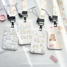 Linha Fofa Urso Pequeno E Porta-Cartões De Pato Photocard Nametag Com Lanyard7 * 11cm