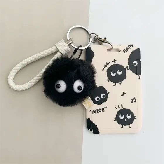 Ins Dust Spirit Keychain Com Nome Tag Do Estudante Capa Protetora Porta-Cartões Spirited Away De Trabalho Cartão Escolar Estojo Rígido Dura Padrão Simples