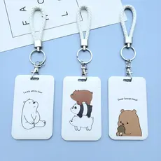 We Bear Bears Cartoon Card Holder Photocard Case Cordão Etiqueta De Nome Com Chaveiro