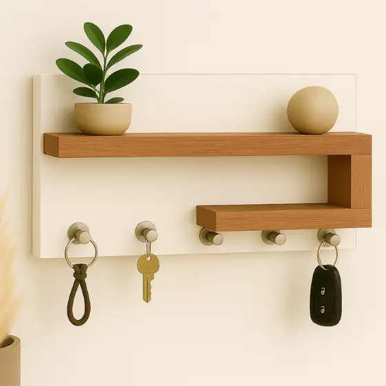 Porta Chave Chaveiro Com Prateleira e Suporte Organizador em MDF