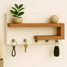 Porta Chave Chaveiro Com Prateleira e Suporte Organizador em MDF