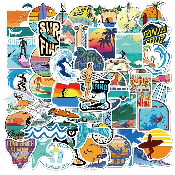 Adesivo À Prova D 'Água Para Prancha De Surf Praia, Surf, Skate, 50pçs
