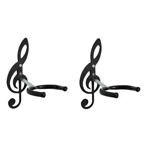 2 Suportes de Parede PRETO para ...Violão, Guitarra, Ukulele, Baixo – Design Clave de Sol 𝄞