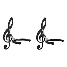 2 Suportes de Parede PRETO para ...Violão, Guitarra, Ukulele, Baixo – Design Clave de Sol 𝄞
