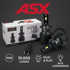 Lâmpada Ultra LED ASX 10000 Lúmens 6000K Chip CSP Canbus 12V 24V H1 H3 H4 H7 H11 HB3 HB4 H16