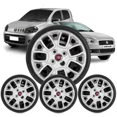 Jogo De Calotas Aro 14 Fiat Uno Vivace Way Com Emblema