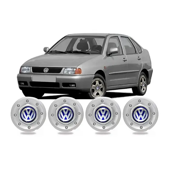 Kit 4pçs Calota Centro P/ Roda Polo Classic 1994 1995 1996 1997 1998 1999 2000