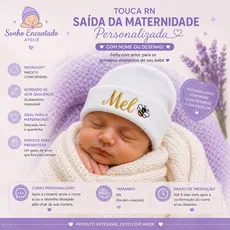 TOUCA RN personalizada com NOME para Saída maternidade