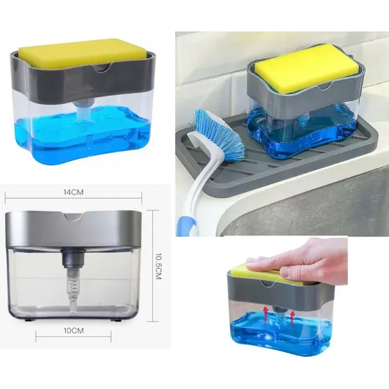 Porta Detergente E Porta Esponja Limpeza Dispenser Detergente Cozinha Casa Louça FACILITA LAVAR LOUÇA