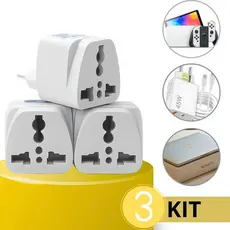 Kit 3 Adaptador Tomada Universal Internacional Padrão Brasil 10a Bivolt 110v 220v Plug Eua Europa Reino Unido China