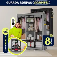 Guarda Roupa Dobrável Armário Inteligente Organizador de Roupas Grande Cabideiro Closet Multiuso