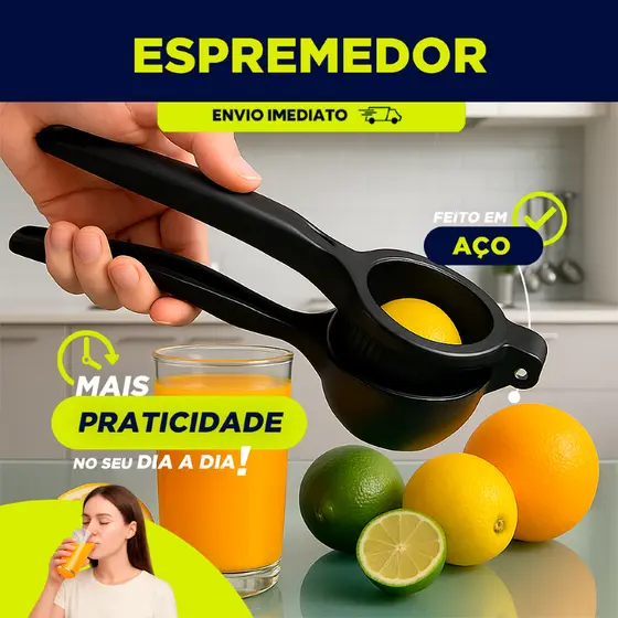 Espremedor Amassador De Limão Manual Inox Preto Alumínio Utensilio Para Cozinha Multiuso Universal
